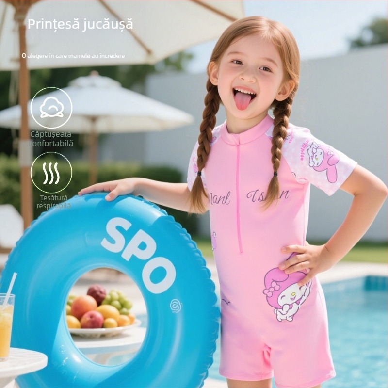 Costum de baie pentru copii, model nou, cu imprimeu drăguț desen animat, dintr-o singură piesă, pentru plajă