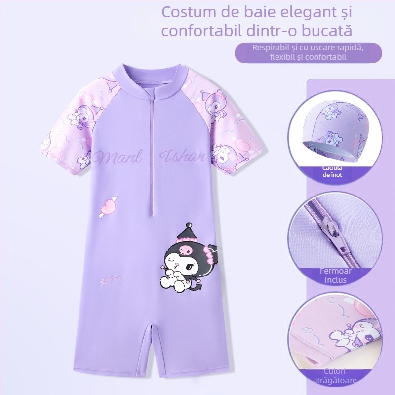 Costum de baie pentru copii, model nou, cu imprimeu drăguț desen animat, dintr-o singură piesă, pentru plajă