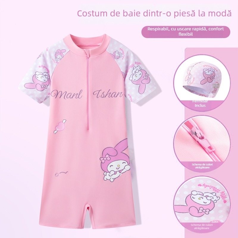 Costum de baie pentru copii, model nou, cu imprimeu drăguț desen animat, dintr-o singură piesă, pentru plajă