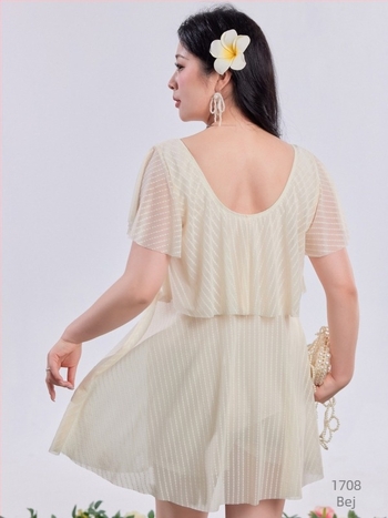 Costum de baie întreg pentru femei, mărime mare, cu fustă, acoperă burta, subțiază silueta, modest, croială lejeră