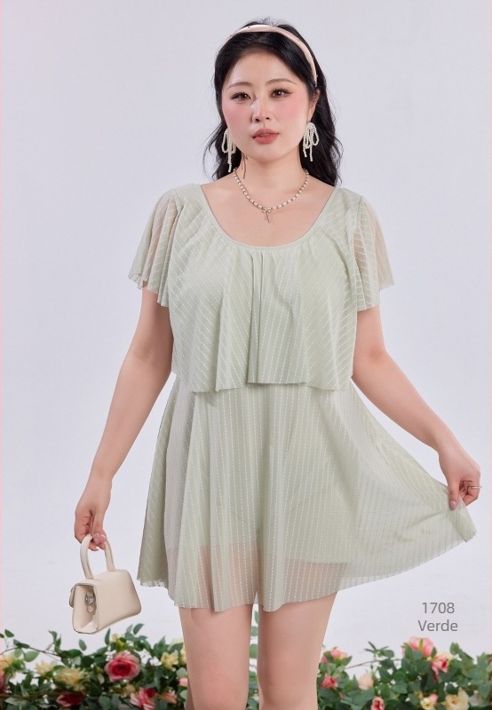 Costum de baie întreg pentru femei, mărime mare, cu fustă, acoperă burta, subțiază silueta, modest, croială lejeră