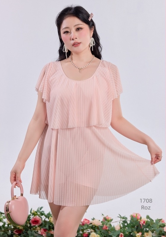 Costum de baie întreg pentru femei, mărime mare, cu fustă, acoperă burta, subțiază silueta, modest, croială lejeră
