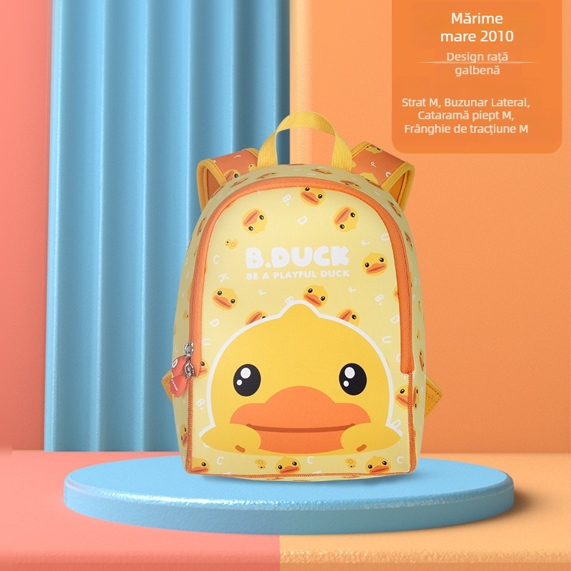 Rucsac pentru copii mici cu rață galbenă, design desen animat, cu lesă de siguranță anti-pierdere