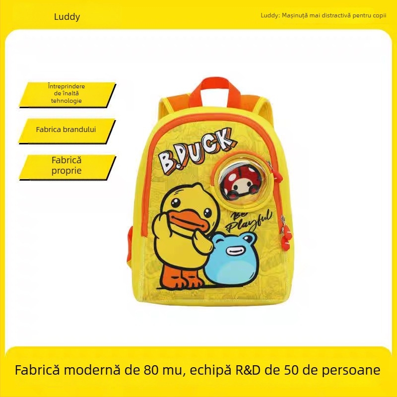 Rucsac pentru copii mici cu rață galbenă, design desen animat, cu lesă de siguranță anti-pierdere