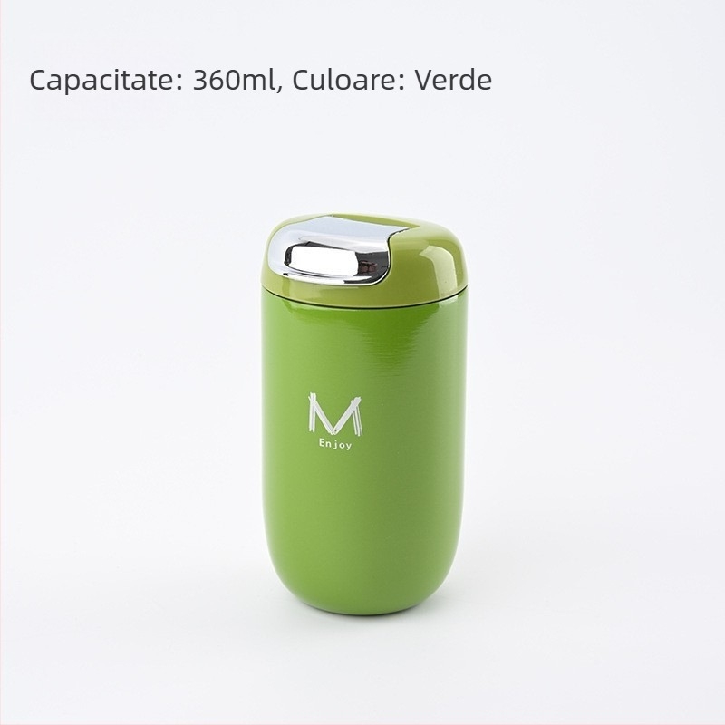 Ceașcă de cafea din oțel inoxidabil 316, izolație termică, compactă, de buzunar pentru călătorii, cu capac