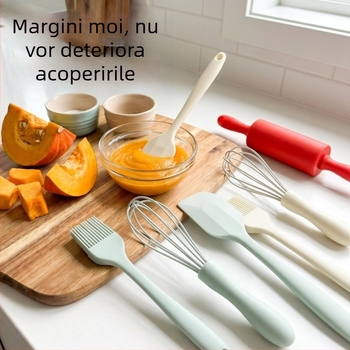 Rola mică din silicon pentru aluat, set PP de panificație, tel de ouă, spatulă, pensulă de ulei, unealtă de întins aluatul pentru uz casnic – pentru prăjituri și mâncare pentru bebeluși
