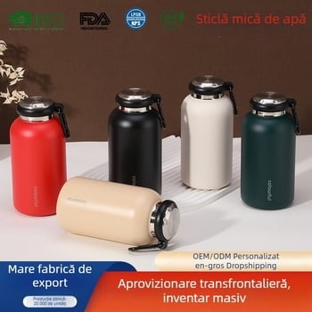 Cană termică cu mâner, din oțel inoxidabil 304, izolație vid, pentru uz casnic și în aer liber, design creativ și elegant