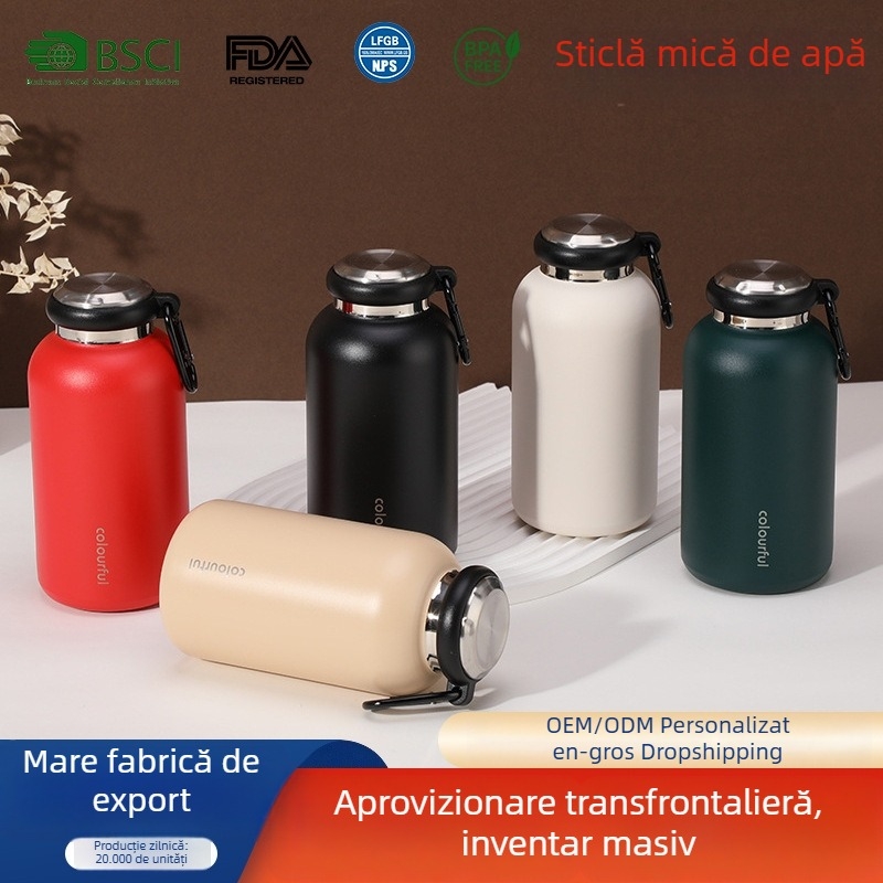 Cană termică cu mâner, din oțel inoxidabil 304, izolație vid, pentru uz casnic și în aer liber, design creativ și elegant