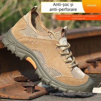 Pantofi de protecție pentru lucru, respirabili Fly-knit, pentru toate anotimpurile, anti-perforație și anti-șoc, ușori și confortabili, încălțăminte de siguranță pentru bărbați