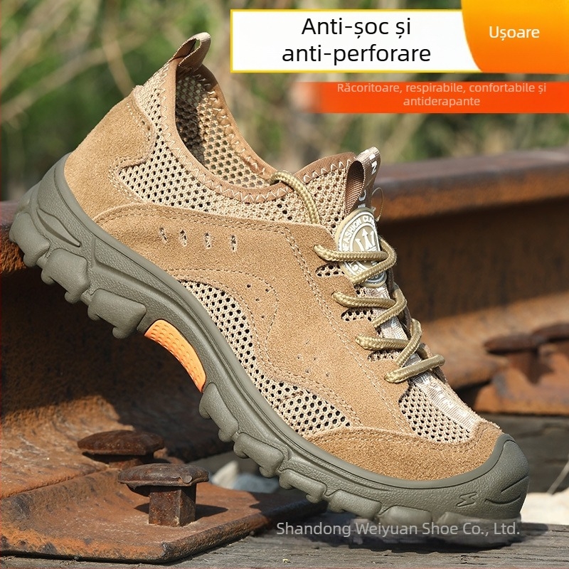 Pantofi de protecție pentru lucru, respirabili Fly-knit, pentru toate anotimpurile, anti-perforație și anti-șoc, ușori și confortabili, încălțăminte de siguranță pentru bărbați