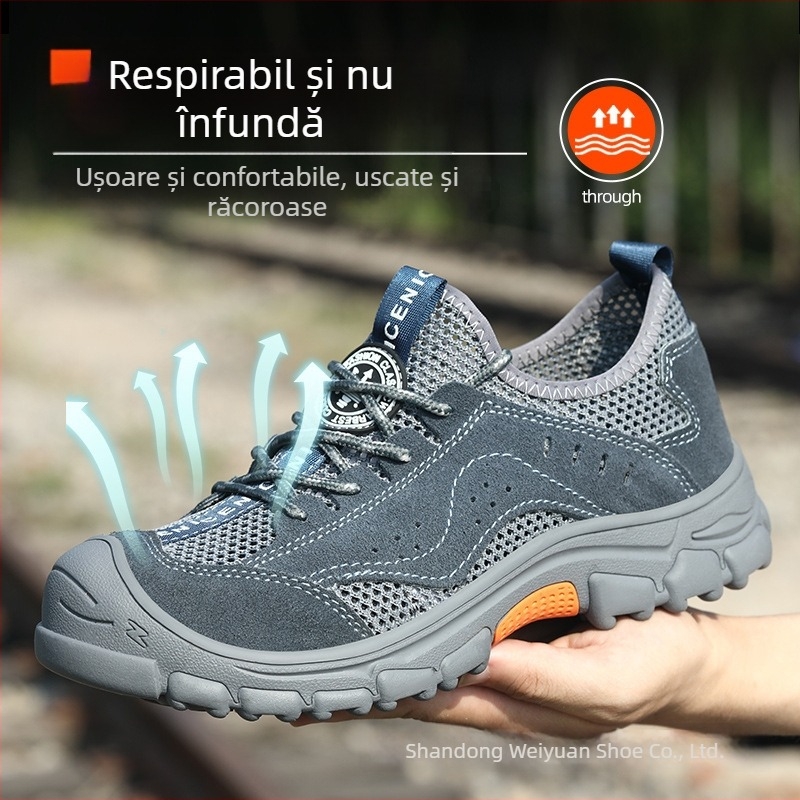 Pantofi de protecție pentru lucru, respirabili Fly-knit, pentru toate anotimpurile, anti-perforație și anti-șoc, ușori și confortabili, încălțăminte de siguranță pentru bărbați