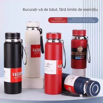Sticlă termică din oțel inoxidabil 316L, 800 ml, cu compartiment pentru ceai, portabilă pentru exterior