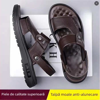 Sandale pentru bărbați de vară, din piele naturală de vițel, talpă din tendon de vițel, încălțăminte de plajă pentru apă, antiderapante