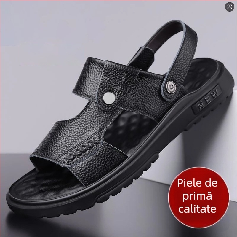 Sandale pentru bărbați de vară, din piele naturală de vițel, talpă din tendon de vițel, încălțăminte de plajă pentru apă, antiderapante