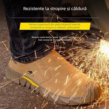 Pantofi de protecție fără vârf de metal, talpă Kevlar, rezistenți la șocuri și perforare, slip-on, anti-arsură și anti-derapare