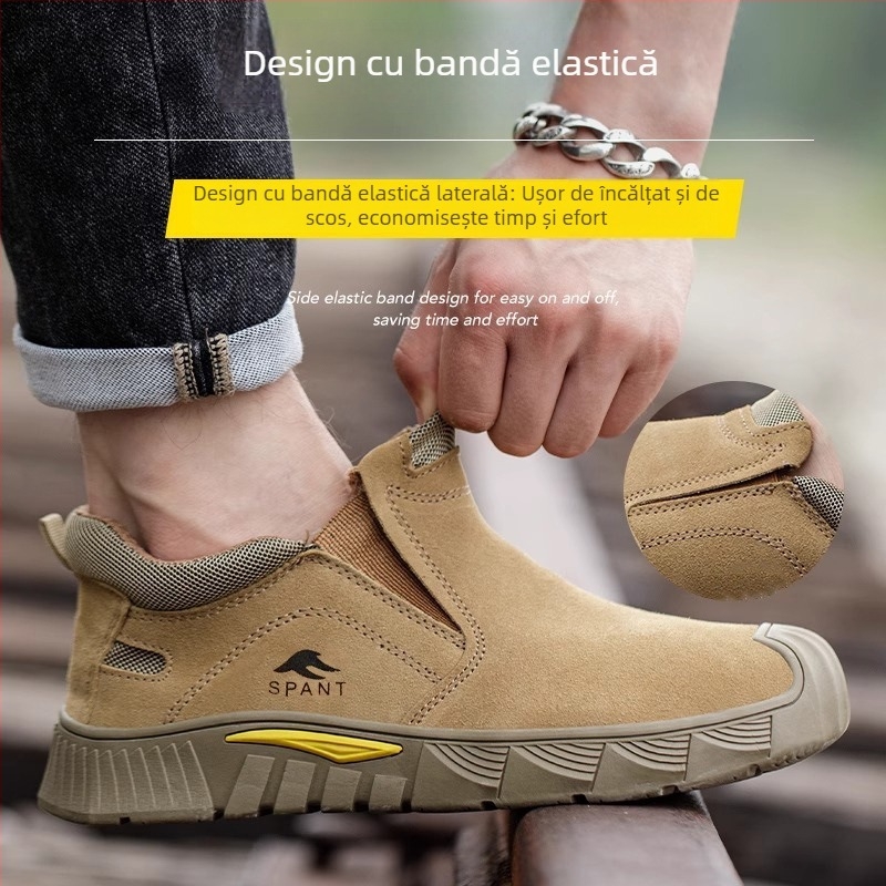 Pantofi de protecție fără vârf de metal, talpă Kevlar, rezistenți la șocuri și perforare, slip-on, anti-arsură și anti-derapare