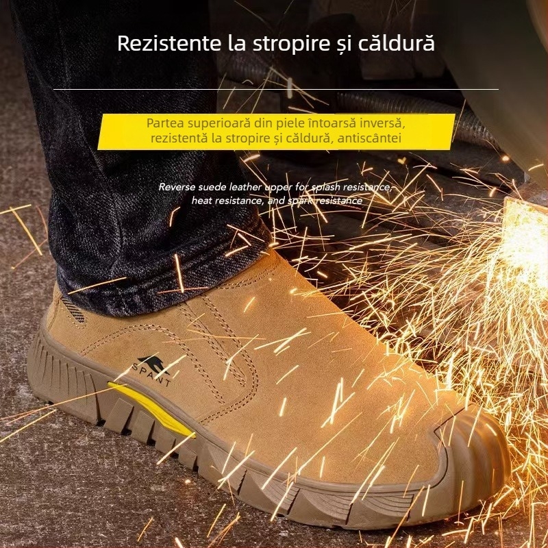 Pantofi de protecție fără vârf de metal, talpă Kevlar, rezistenți la șocuri și perforare, slip-on, anti-arsură și anti-derapare