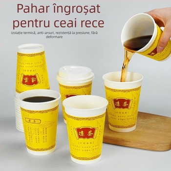 12A 350ml pahar de hârtie de unică folosință pentru ceai de plante, îngroșat, cu capac, capacitate mare