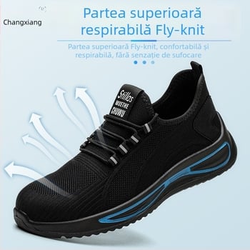 Pantofi de protecție pentru muncă, cu protecție anti-șoc și anti-perforație, exterior respirabil din plasă, talpă antiderapantă și rezistentă la uzură