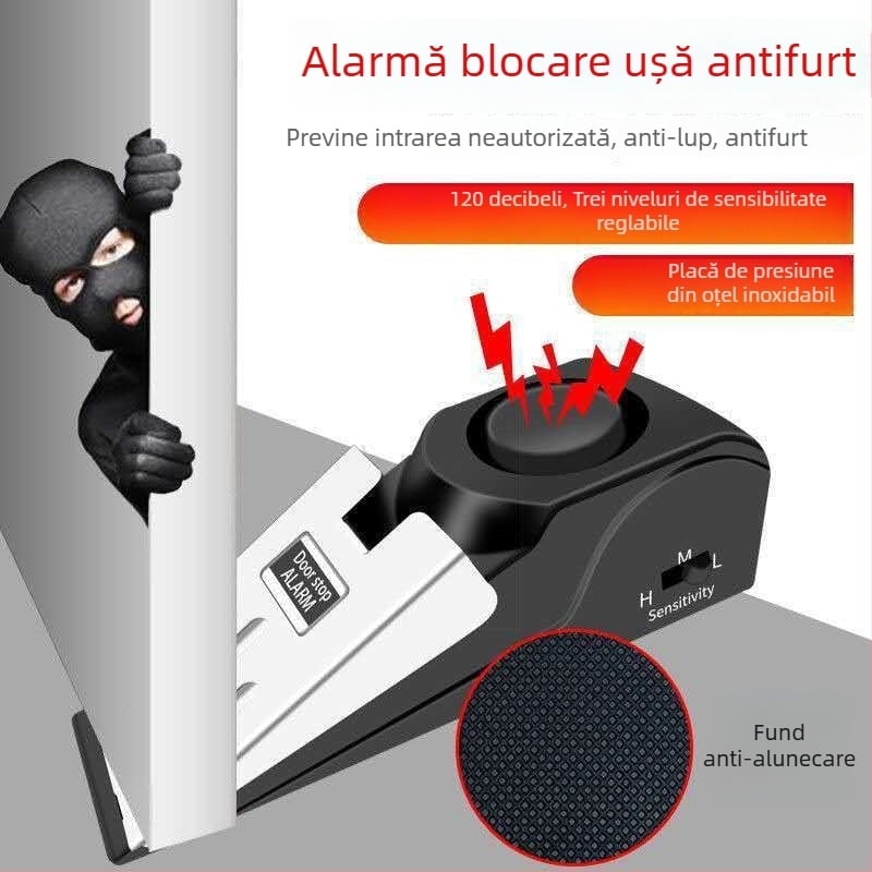 Stopper de ușă portabil antifurt cu alarmă pentru casă și hotel, blocare ușă, oțel inoxidabil 304