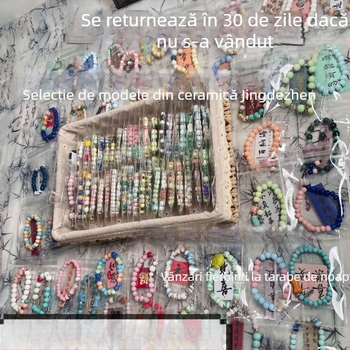 Brățară ceramică țesută, unisex, cu model floral