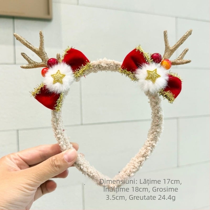 Diademă pentru păr cu coarne de ren, din rășină, 17x18 cm