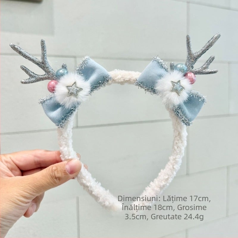 Diademă pentru păr cu coarne de ren, din rășină, 17x18 cm