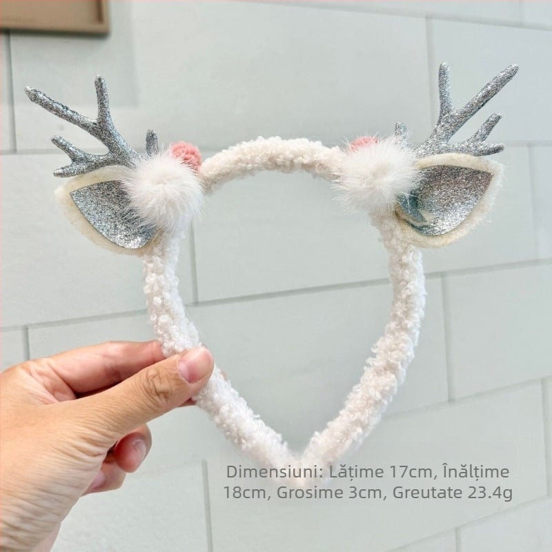 Diademă pentru păr cu coarne de ren, din rășină, 17x18 cm