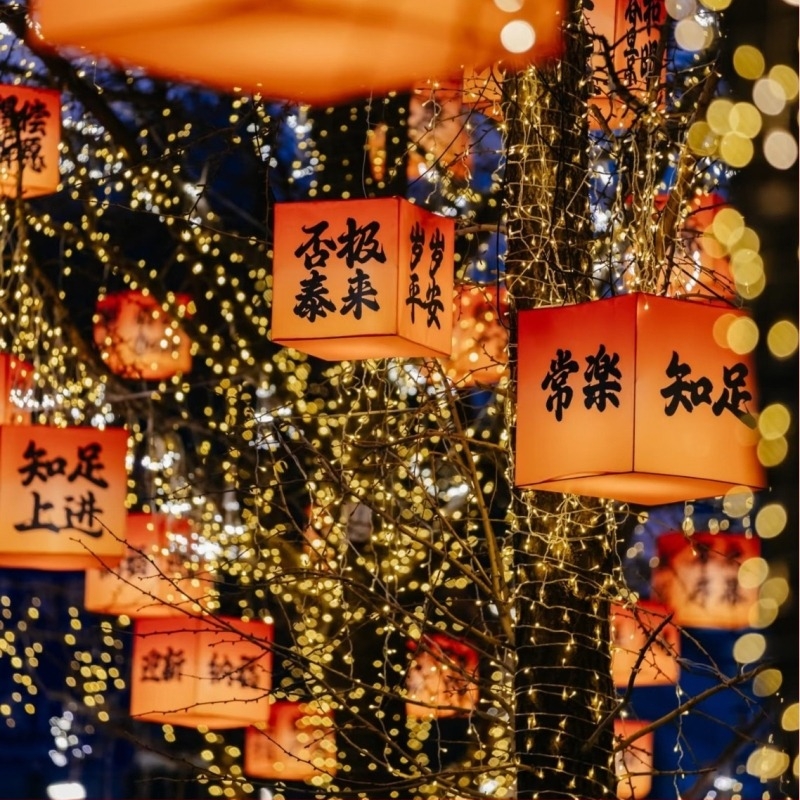 Felinar pătrat în stil chinezesc nou, pentru decor scenic, pentru a fi agățat de copac