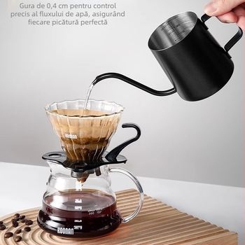 Set de cafea din oțel inoxidabil pentru turnare: oală de cafea, filtru și ceainic cu gură îngustă