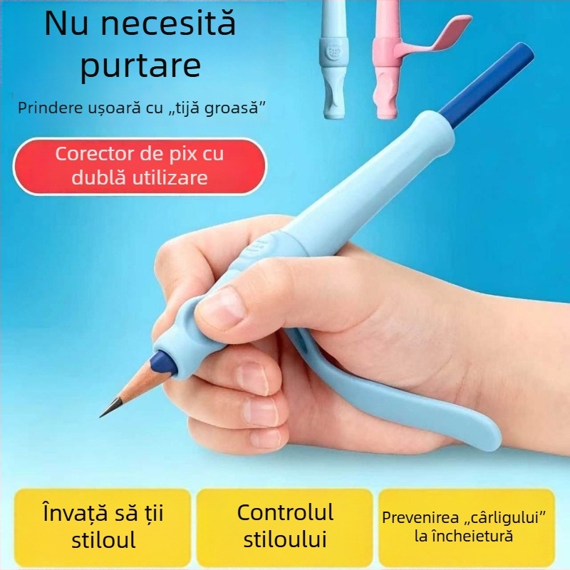 Corector de prindere a creionului pentru copii — promovează o postură corectă de scriere, previne îndoirea încheieturii, priză ușoară cu trei degete