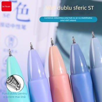 Le Xuan Morandi pix gel cu clic, negru, 0.5 mm, vârf cu două bile, capac de protecție