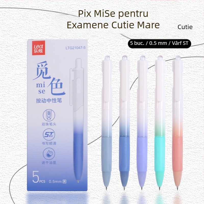 Le Xuan Morandi pix gel cu clic, negru, 0.5 mm, vârf cu două bile, capac de protecție