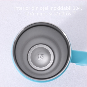 Cană termos izolată în vid, cu mâner, pai cu gradient, pentru exterior și utilizare în mașină