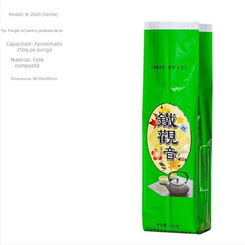 Tieguanyin pungi de ambalare ceai vidate, 250 g, groase, stiluri multiple, sigilate cu imprimare personalizată