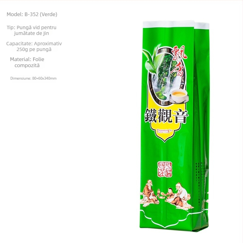 Tieguanyin pungi de ambalare ceai vidate, 250 g, groase, stiluri multiple, sigilate cu imprimare personalizată