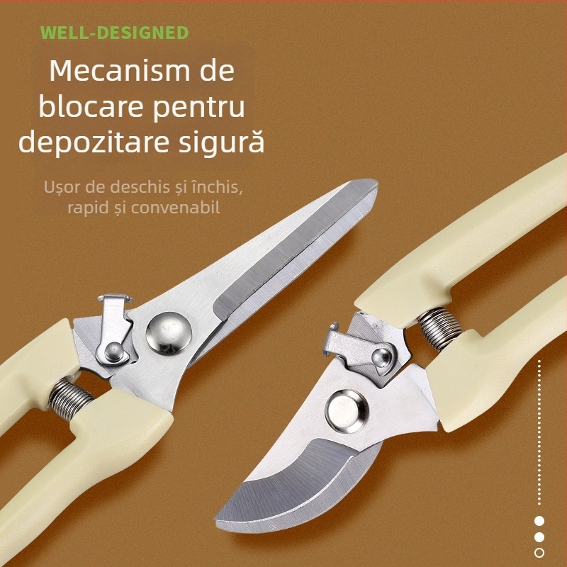 Foarfece de grădină din oțel inoxidabil pentru tăierea ramurilor și culesul fructelor din livadă