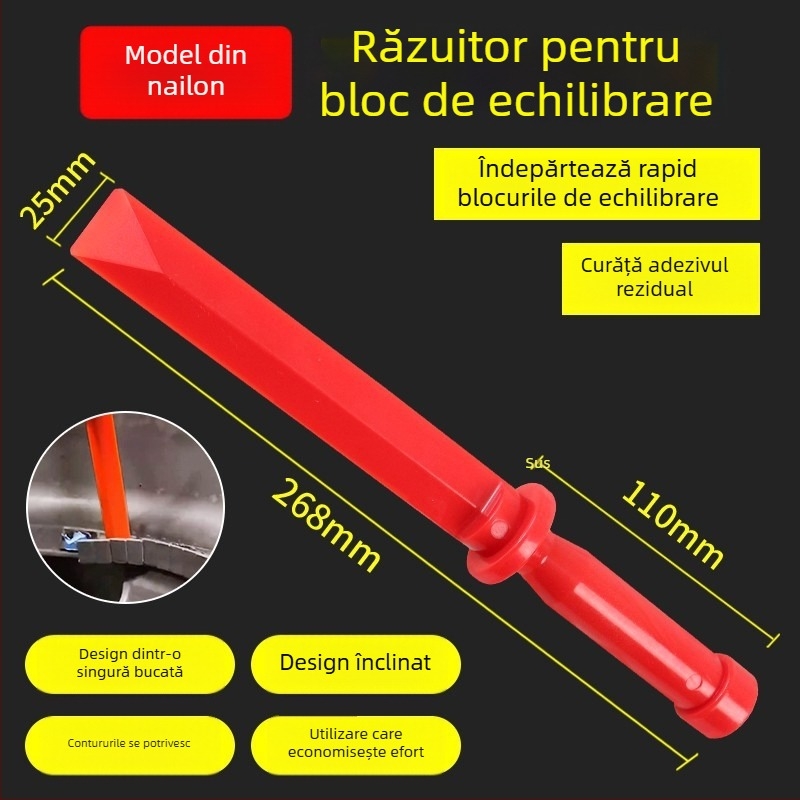 Unealtă de îndepărtare a greutăților de echilibrare din plastic pentru jantele auto, spatulă din nylon moale