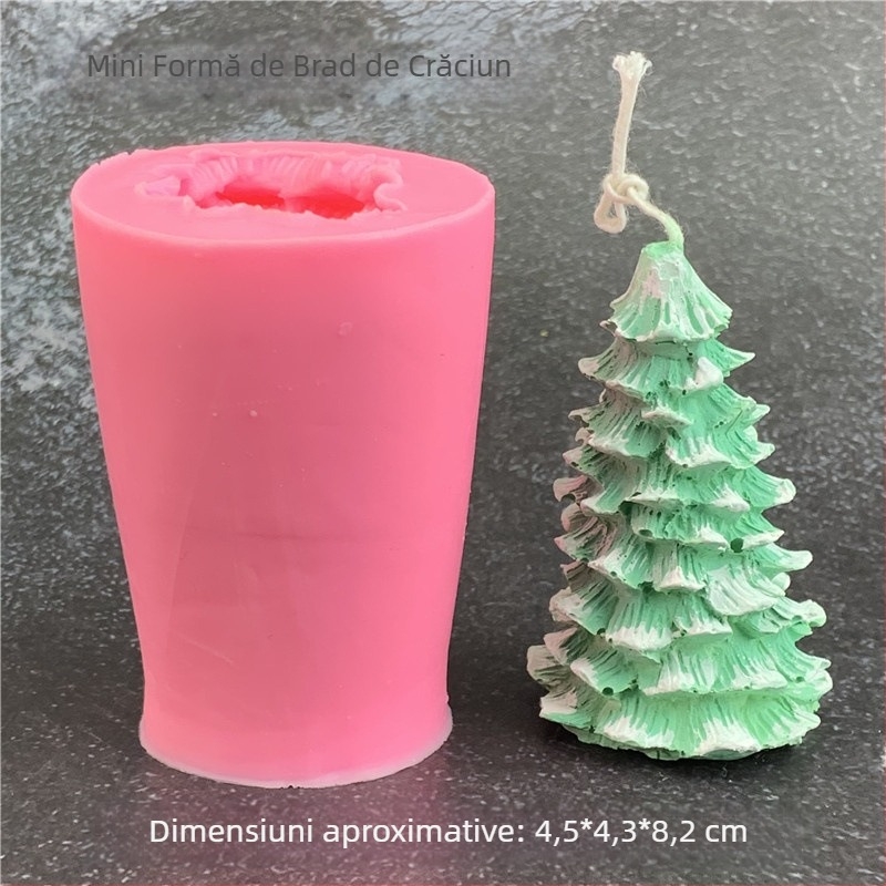 Formă din silicon 3D în formă de brad/cedru, pentru lumânări din ipsos aromatice, matriță pentru prăjituri și mousse