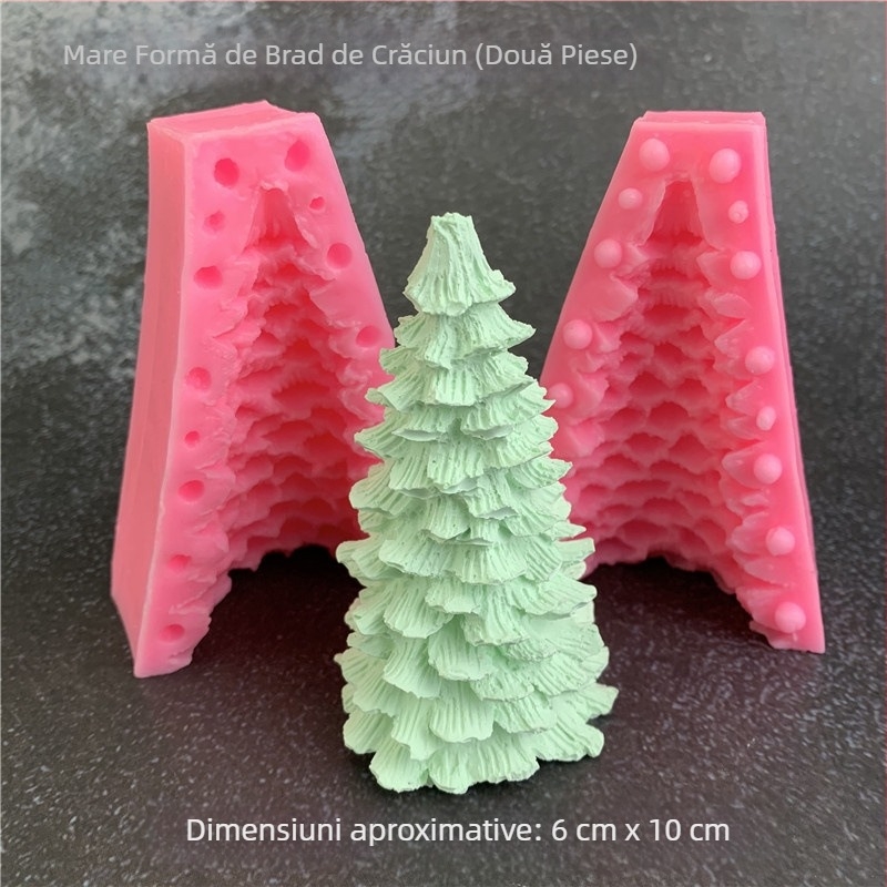 Formă din silicon 3D în formă de brad/cedru, pentru lumânări din ipsos aromatice, matriță pentru prăjituri și mousse