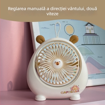 Capybara ventilator de birou mini – USB reîncărcabil, portabil pentru birou, cămin și camping