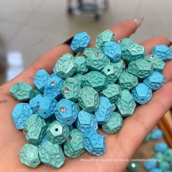 Brățară din mărgele turcoaze cu model octagonal — făcută manual, accesorii bijuterii DIY