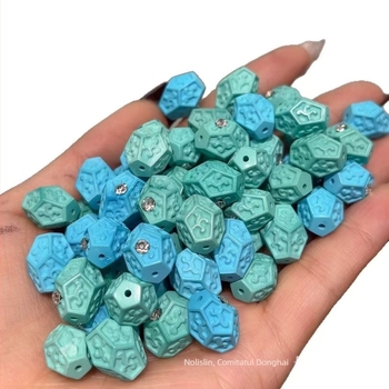 Brățară din mărgele turcoaze cu model octagonal — făcută manual, accesorii bijuterii DIY