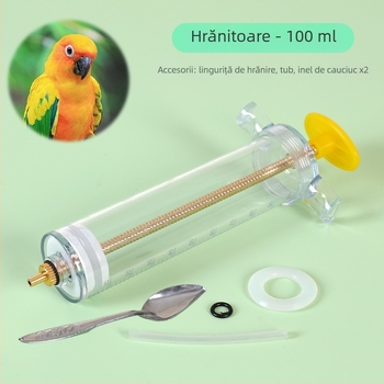 Dispozitiv de hrănire pentru papagali mici și mari, tub din silicon ultra-moale cu duză groasă