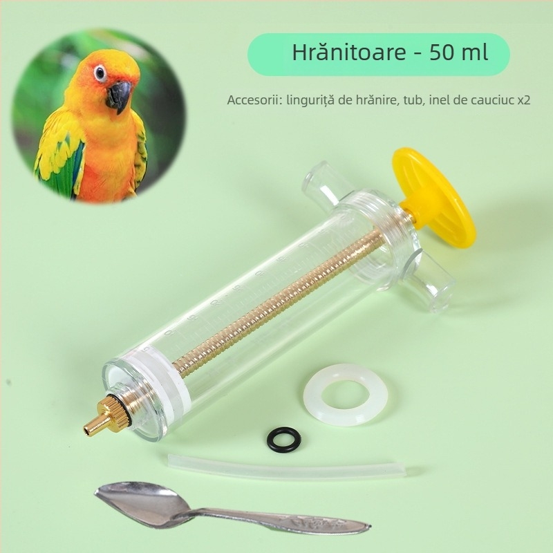 Dispozitiv de hrănire pentru papagali mici și mari, tub din silicon ultra-moale cu duză groasă