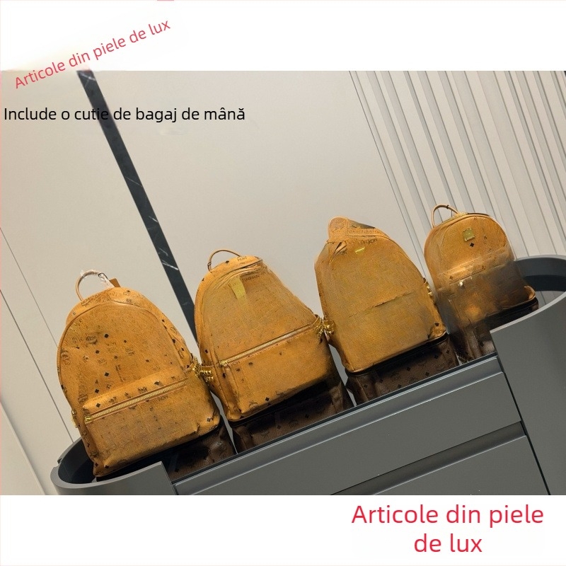 Rucsac din piele naturală, cu nituri laterale, marcă de lux, pentru școală, pentru mamă și pentru călătorii