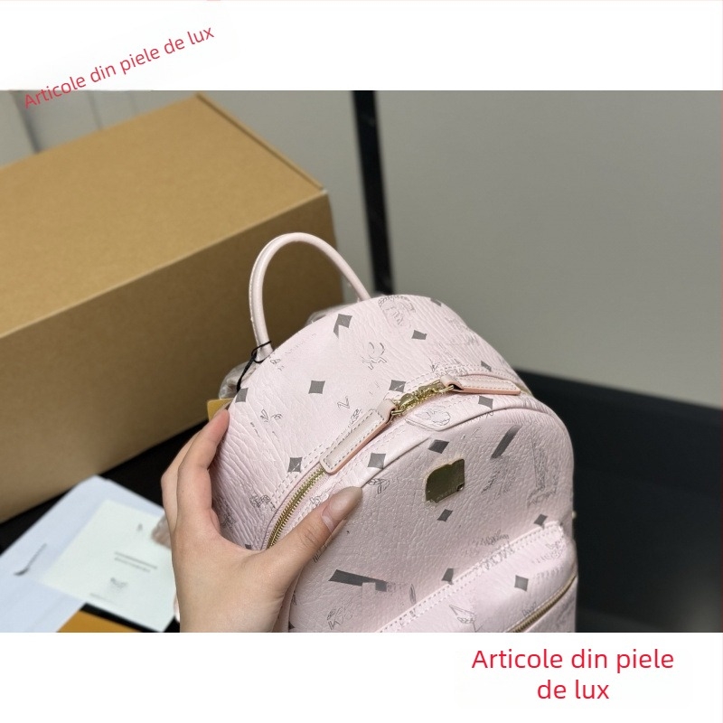 Rucsac din piele naturală, cu nituri laterale, marcă de lux, pentru școală, pentru mamă și pentru călătorii