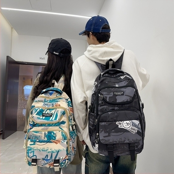 Rucsac unisex Harajuku graffiti, capacitate mare, stil streetwear modern pentru facultate și liceu
