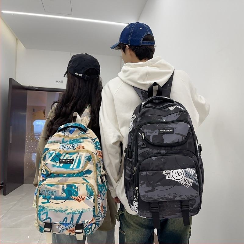 Rucsac unisex Harajuku graffiti, capacitate mare, stil streetwear modern pentru facultate și liceu