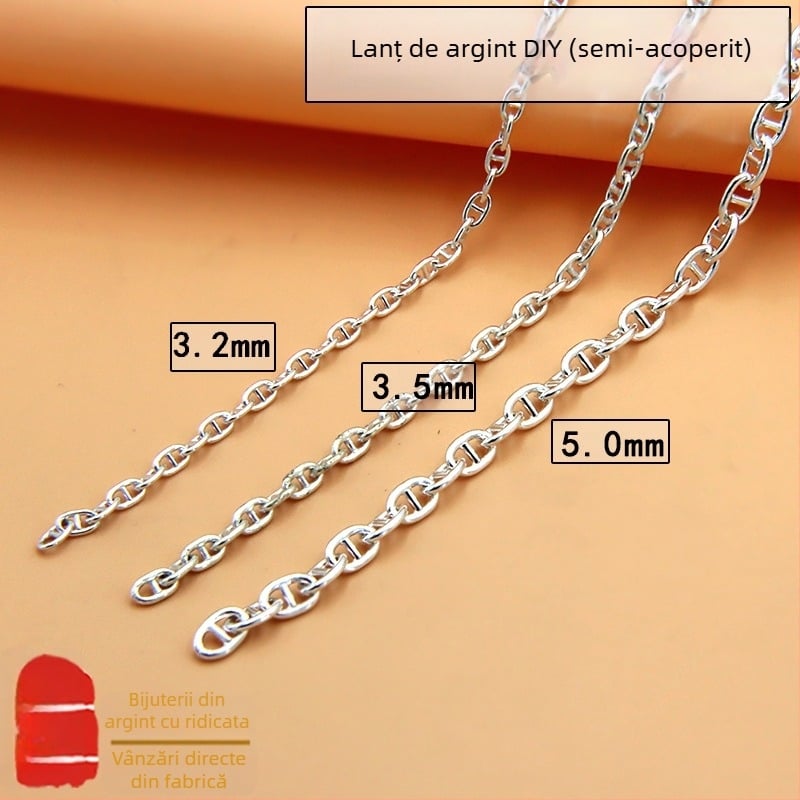 Argint 925, lanț japonez pentru proiecte DIY, brățară, colier, brățară de gleznă, lanț semi-finisat din argint